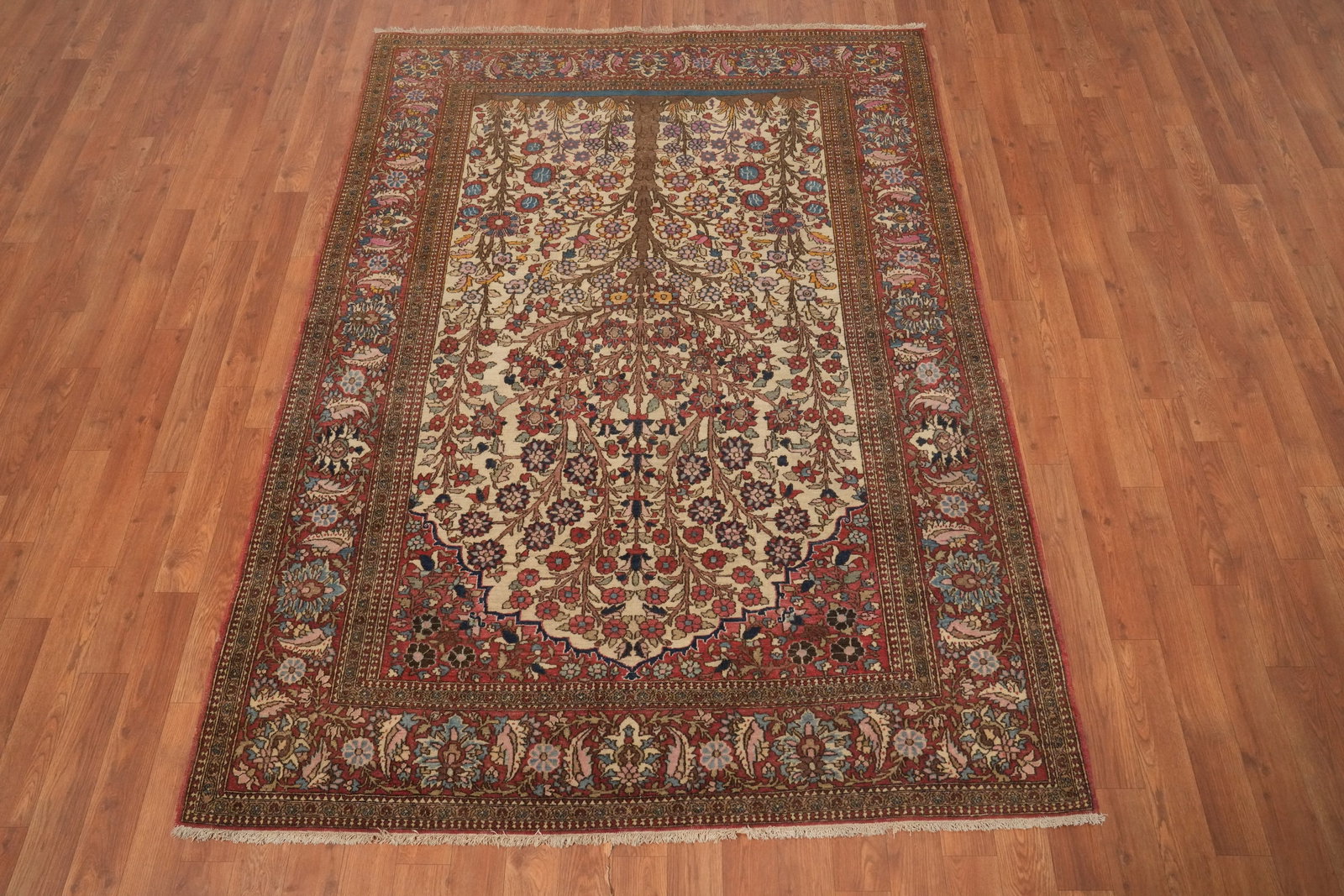 Pre-1900 Antique Isfahan Vegetable Dye Persian Rug 5x6 - 4