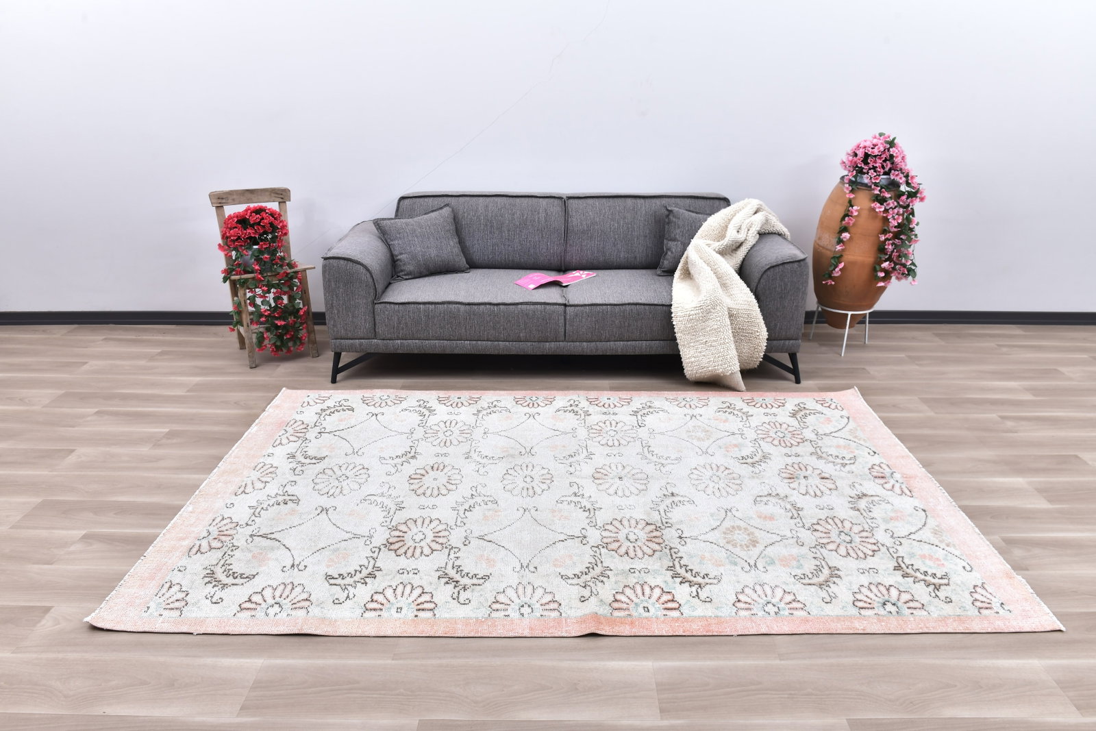 5'8'' x 8'8'' Turkish Vintage Runner Rug - 242311: Title: 5'8'' x 8'8'' Turkish Vintage Runner Rug - 242311 Description:5'8'' x 8'8'' Turkish Vintage Runner Rug - 242311 Origin:Turkiye Date/Period:1960-90 Materials:Wool,Cotton Dimension:5'8''x8'8'' ft