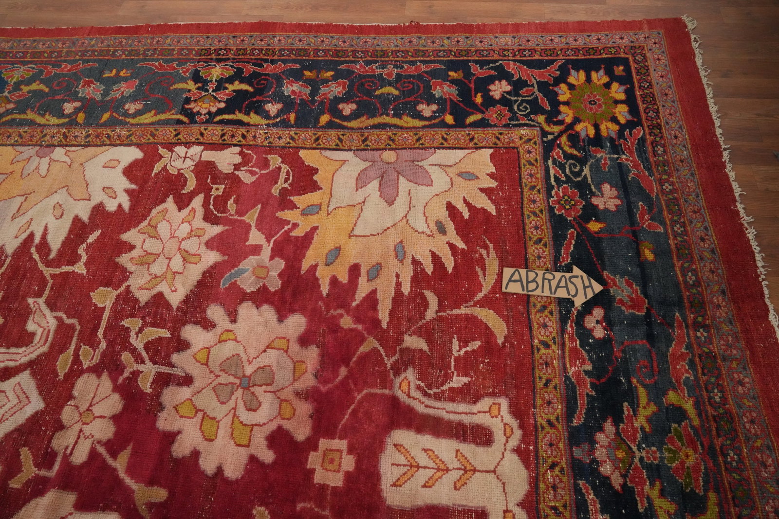 Pre-1900 Antique Vegetable Dye Sultanabad Persian Large Rug 14x20 - 12