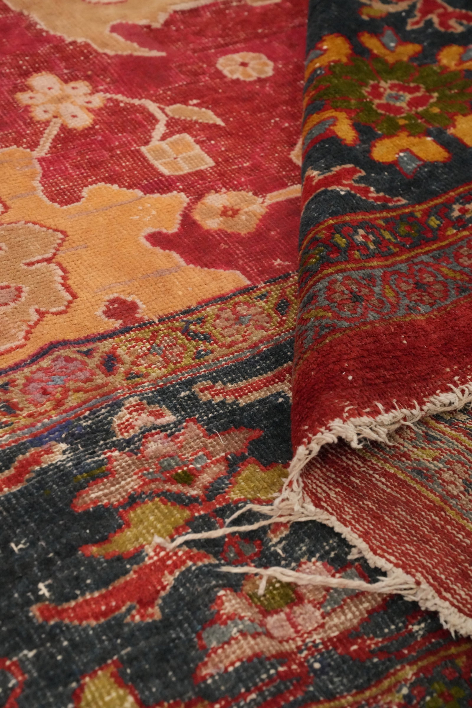Pre-1900 Antique Vegetable Dye Sultanabad Persian Large Rug 14x20 - 16