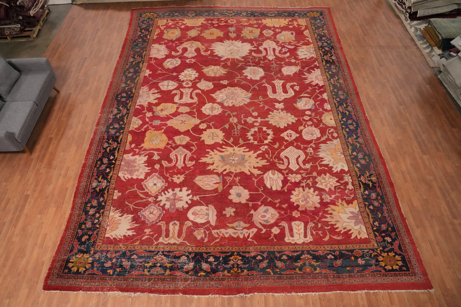 Pre-1900 Antique Vegetable Dye Sultanabad Persian Large Rug 14x20 - 2