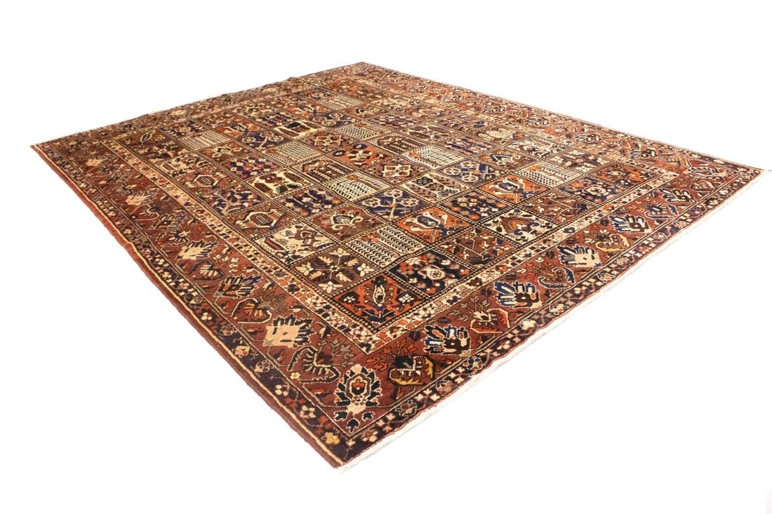 Vintage Brown Floral 10X13 Bakhtiari Persian Rug - 6