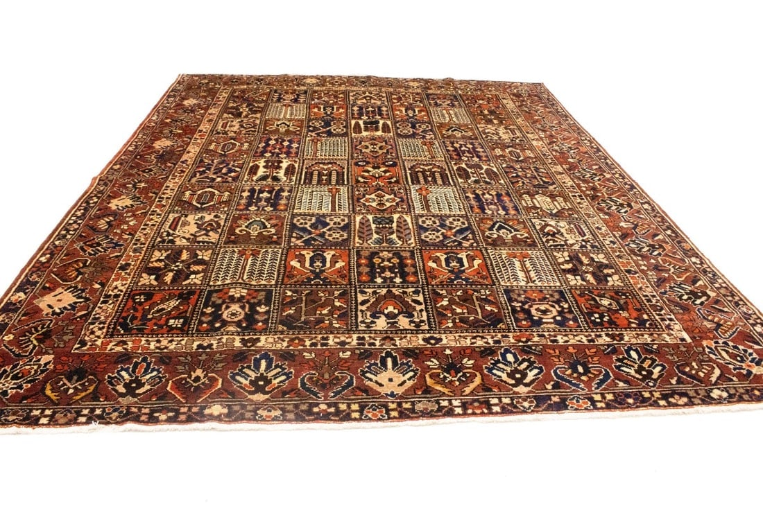 Vintage Brown Floral 10X13 Bakhtiari Persian Rug - 7