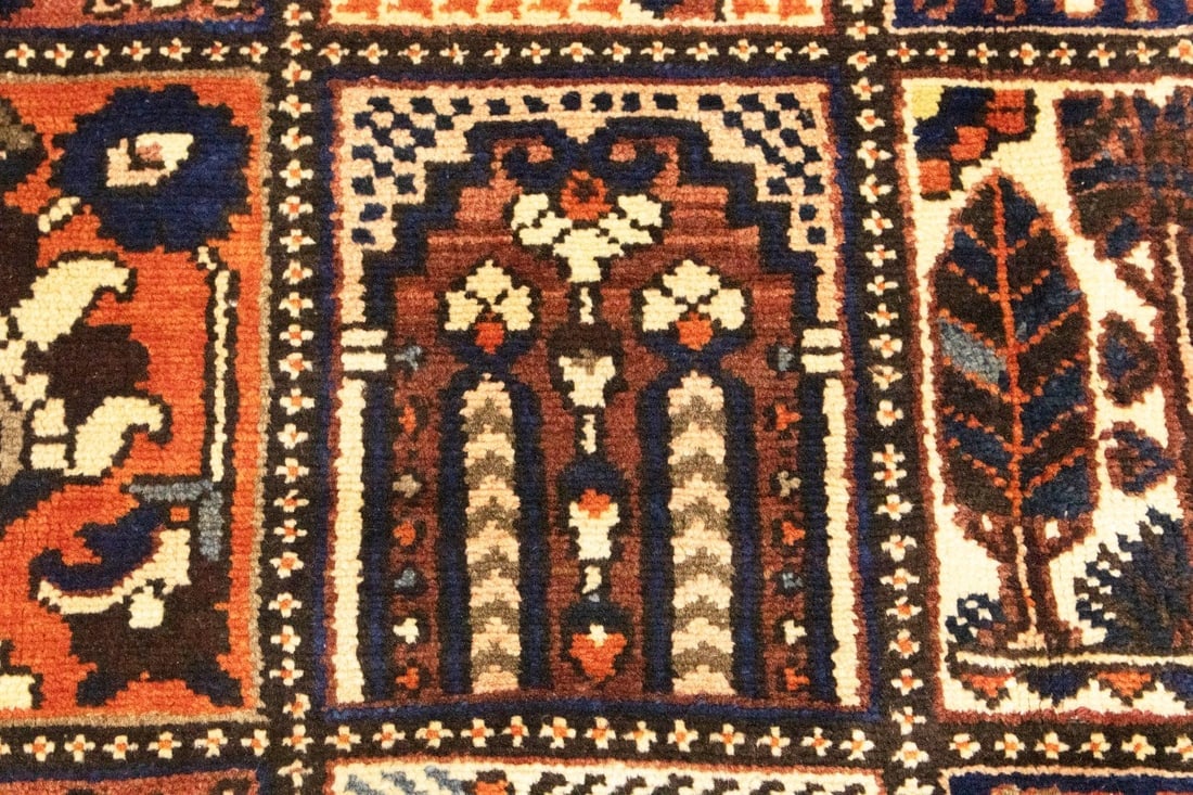Vintage Brown Floral 10X13 Bakhtiari Persian Rug - 9