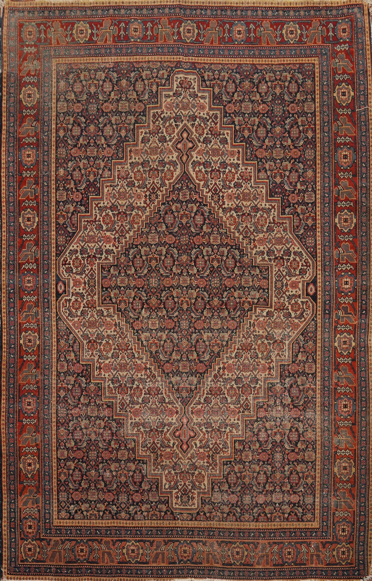 Pre-1900 Antique Senneh Persian Rug 4x6 (1 of 16)