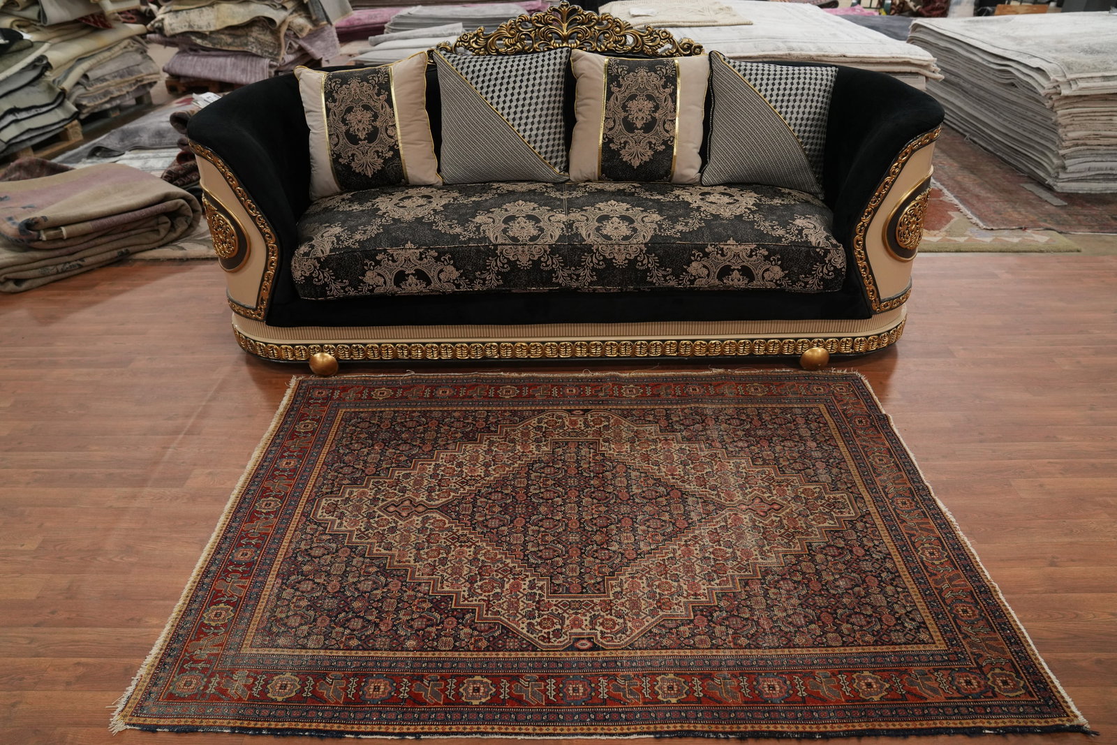 Pre-1900 Antique Senneh Persian Rug 4x6 - 3