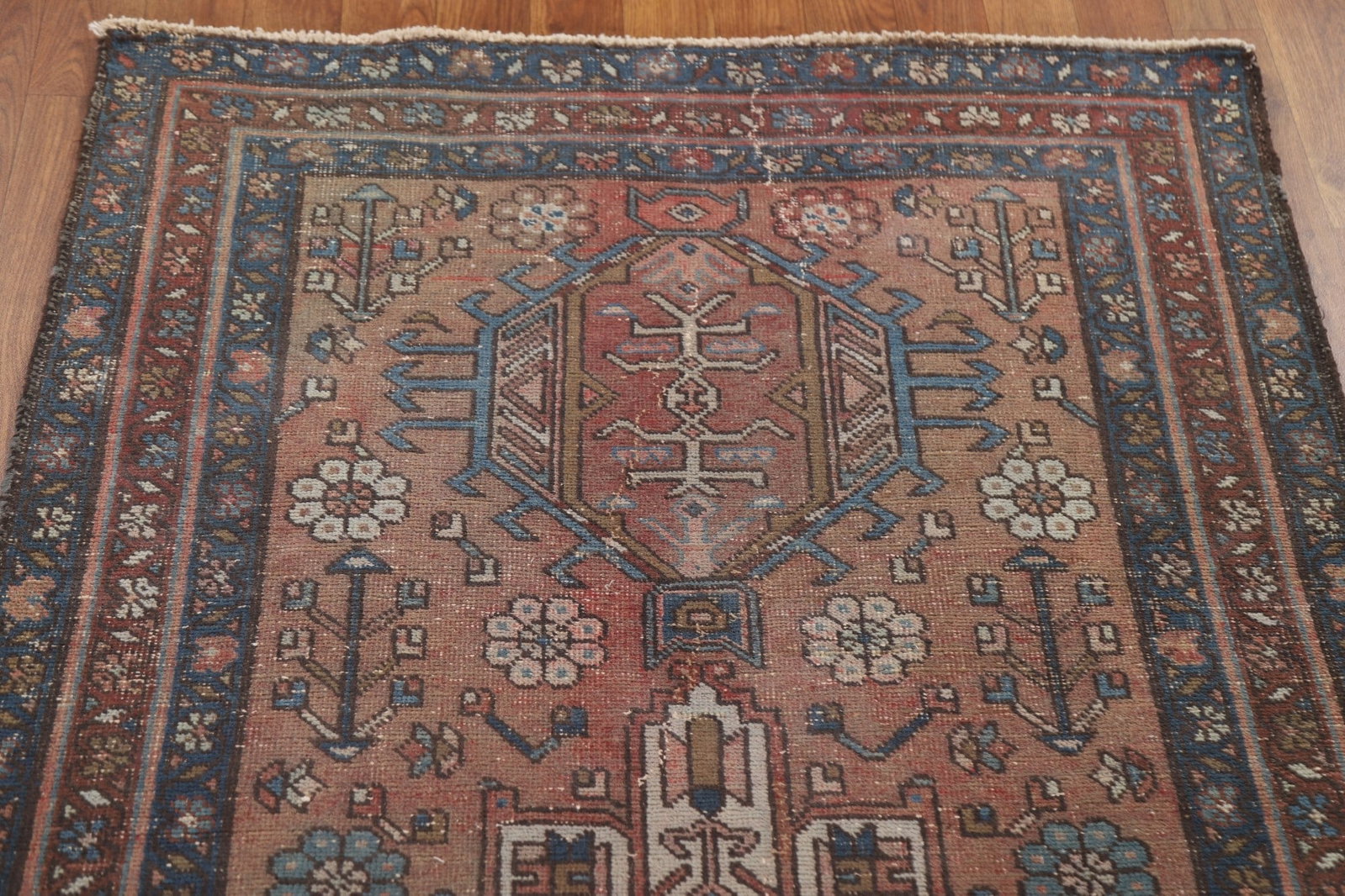 Antique Gharajeh Vegetable Dye Persian Rug 3x13 - 14