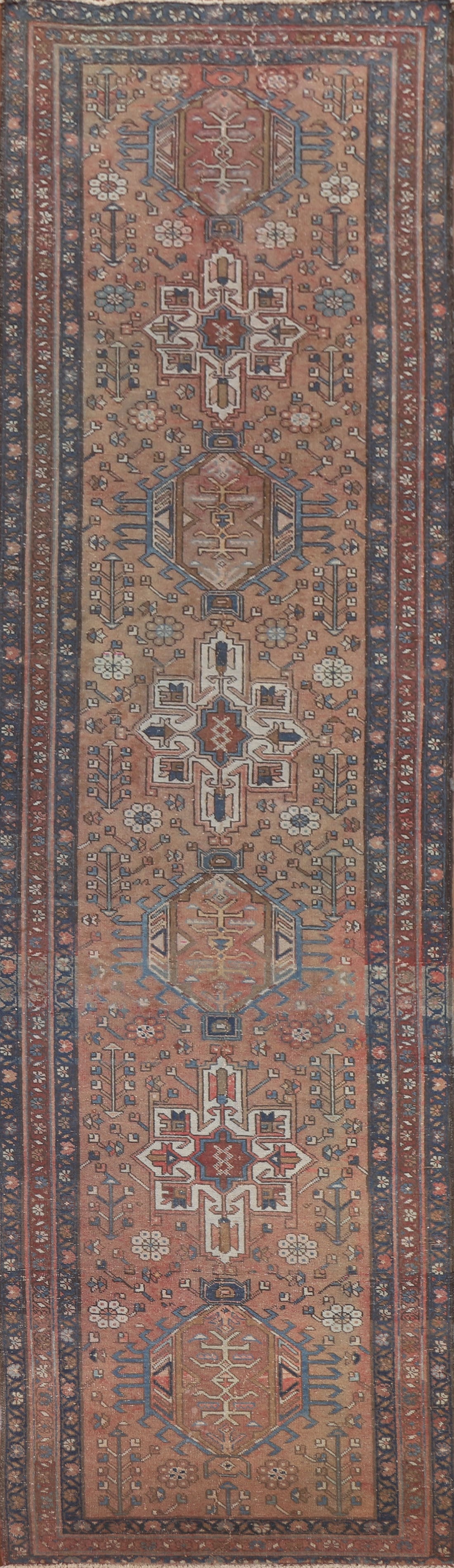 Antique Gharajeh Vegetable Dye Persian Rug 3x13: Title: Antique Gharajeh Vegetable Dye Persian Rug 3x13 Description:A Beautiful Genuine Iran ( Persia ) Gharajeh rug is Hand Knotted by skillful weavers in Iran ( Persia ) with