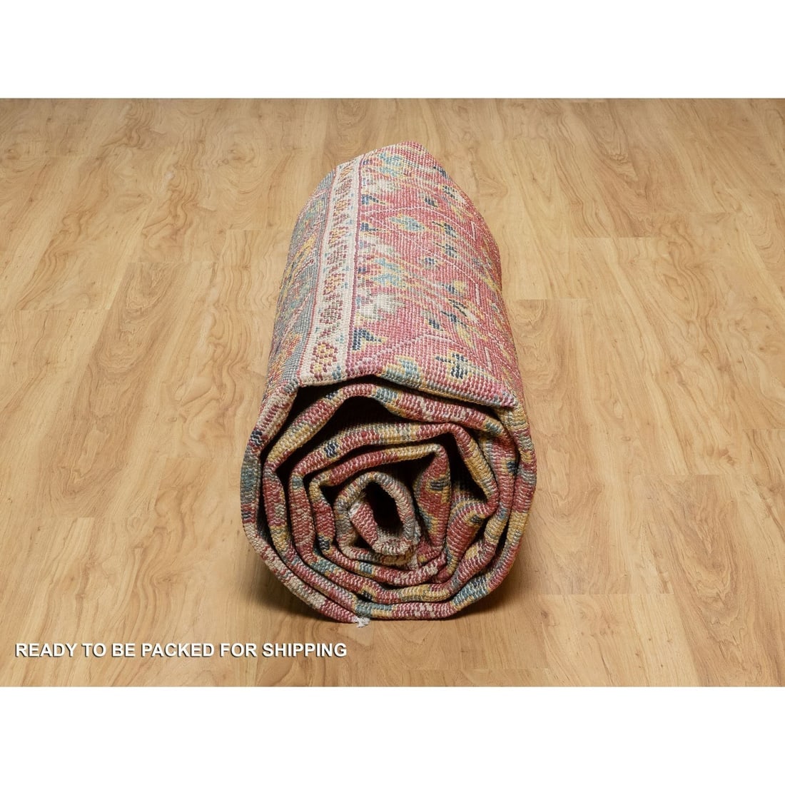 Emboldened Red Hand Knotted Antiqued Oushak Design Wool Oriental Rug - 9
