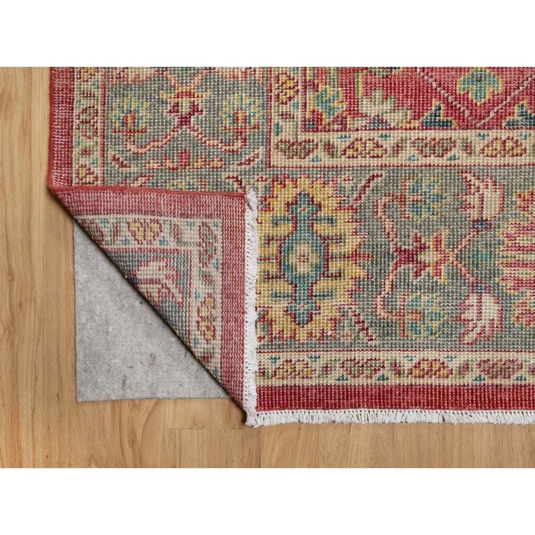 Emboldened Red Hand Knotted Antiqued Oushak Design Wool Oriental Rug - 4