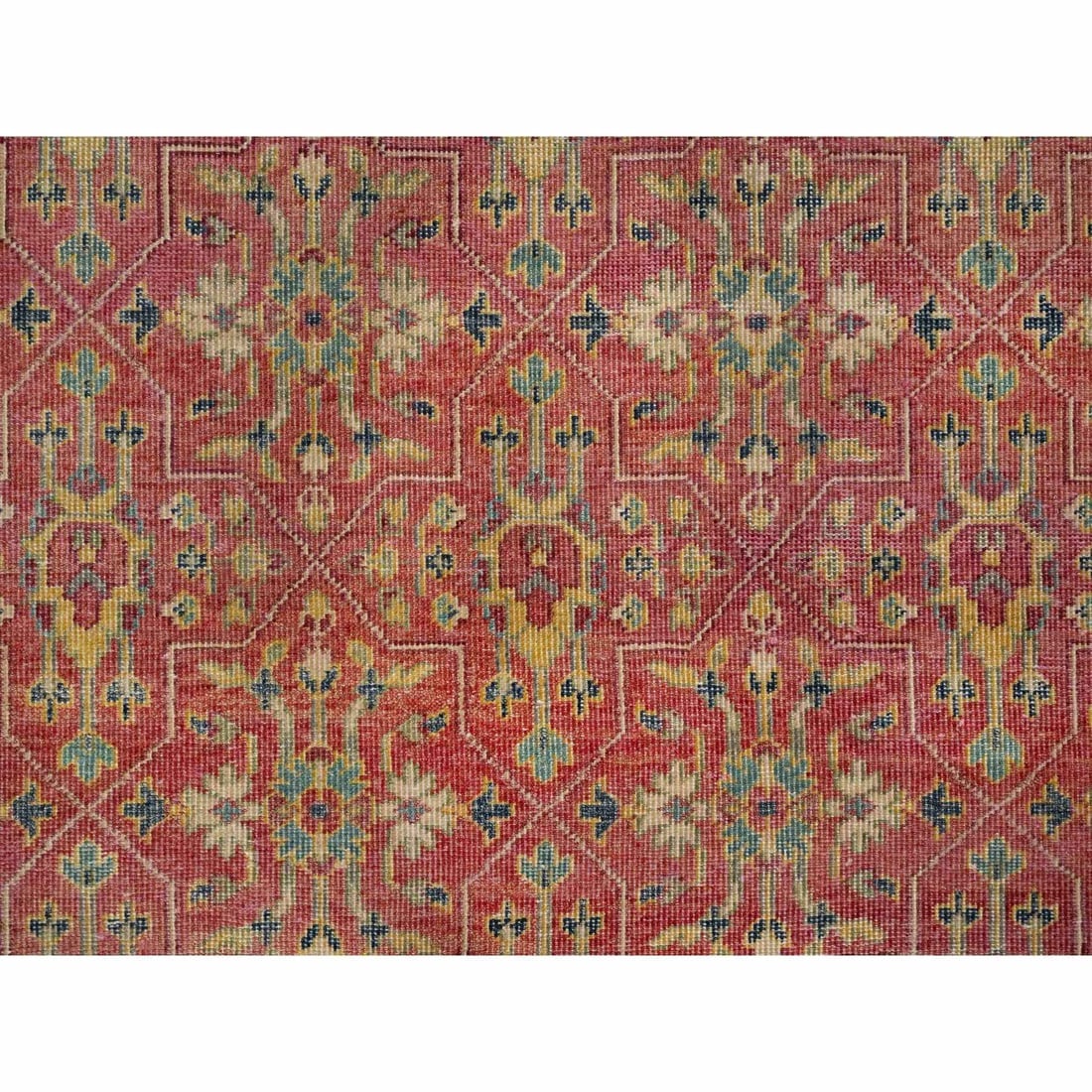 Emboldened Red Hand Knotted Antiqued Oushak Design Wool Oriental Rug - 8