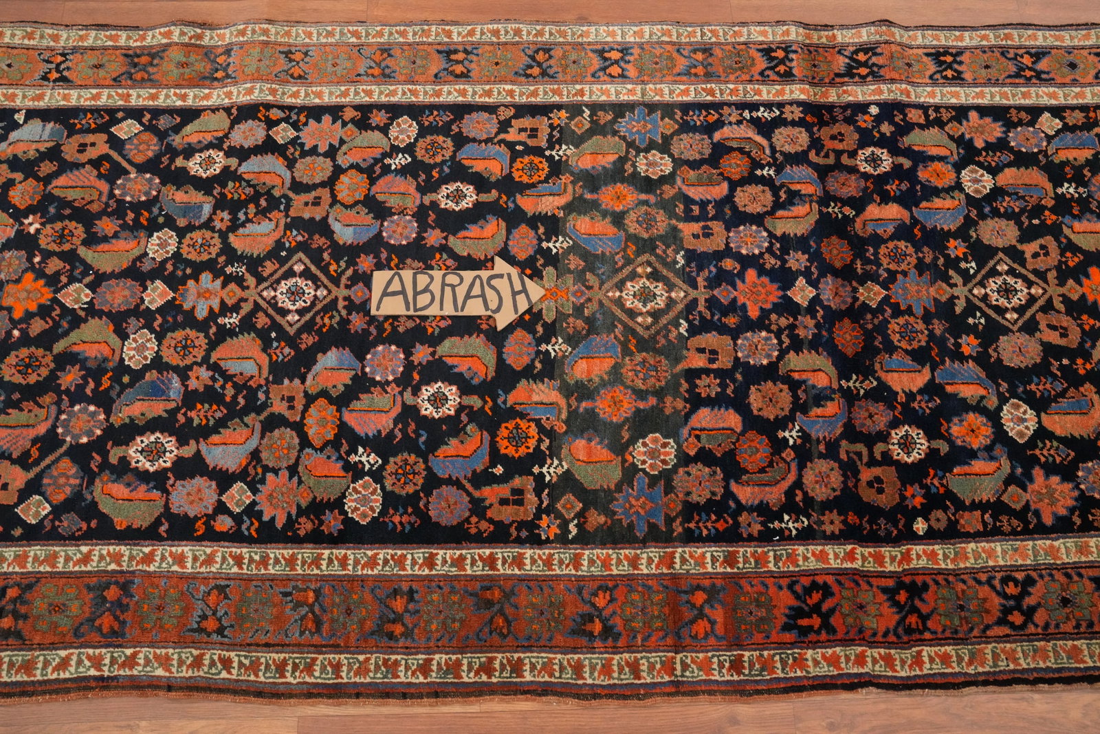 Antique Vegetable Dye Bidjar Persian Runner Rug 3x18 - 12