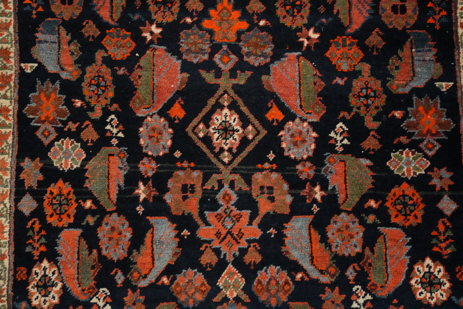 Antique Vegetable Dye Bidjar Persian Runner Rug 3x18 - 5