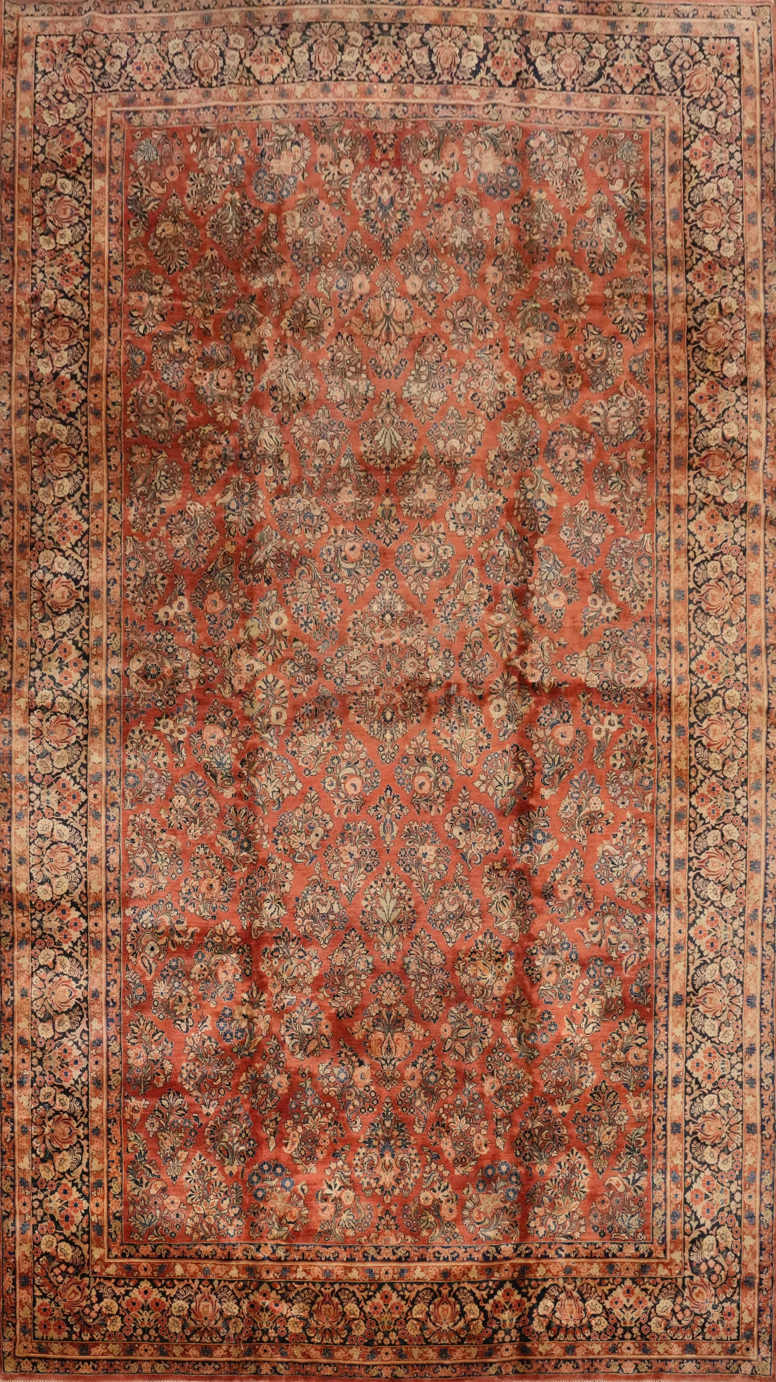 Antique Vegetable Dye Sarouk Persian Large Rug 12x21 (1 of 16)