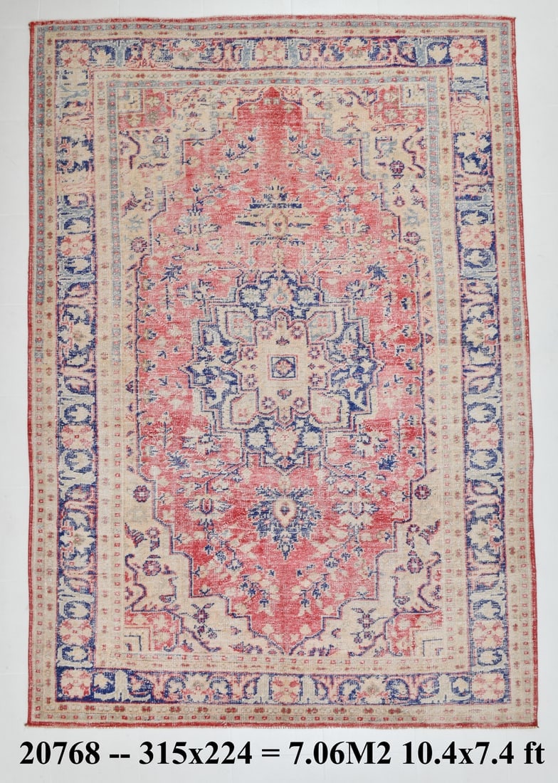 7'4'' x 10'4'' Handmade Vintage Wool Rug - 20768 (1 of 20)