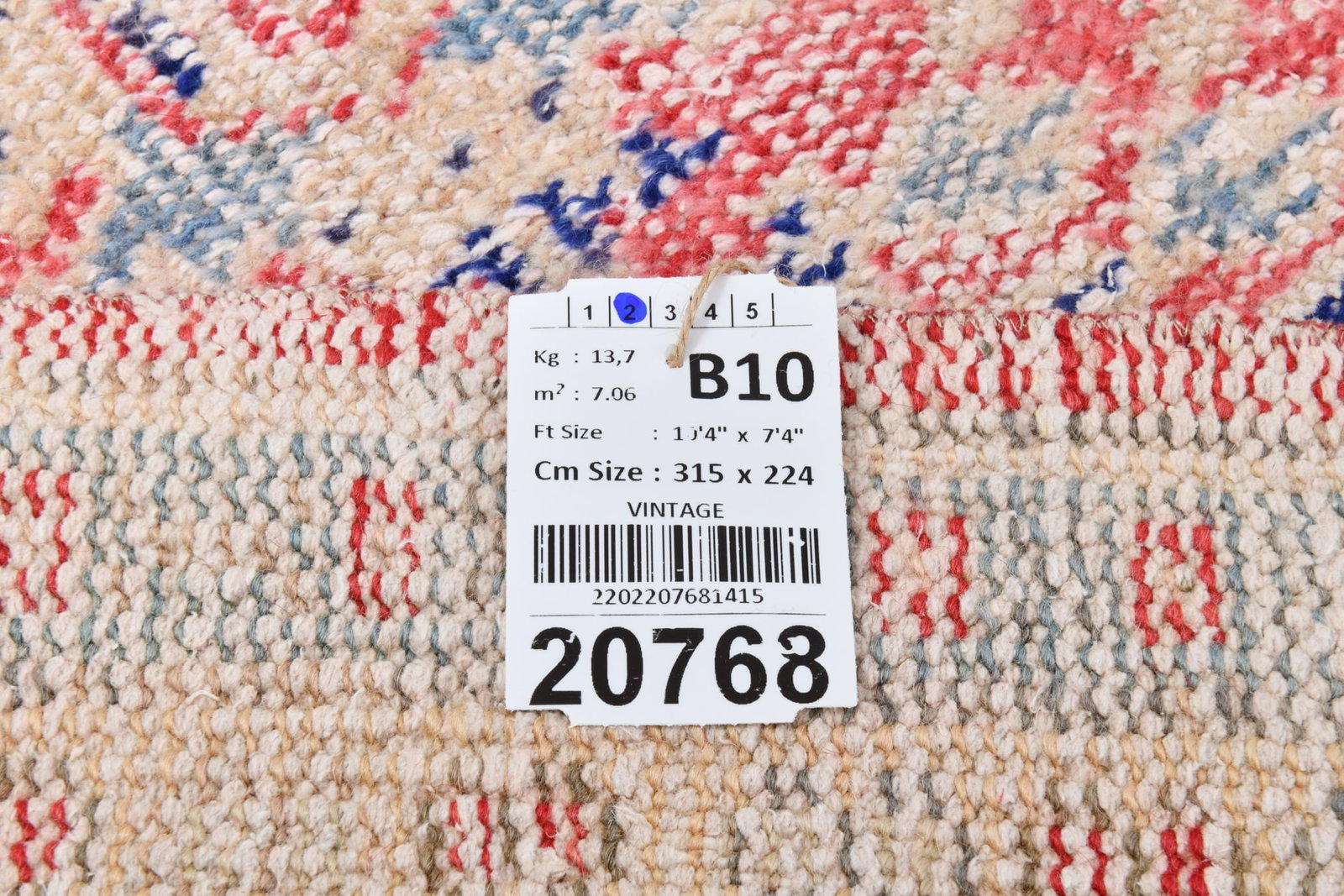 7'4'' x 10'4'' Handmade Vintage Wool Rug - 20768 - 20
