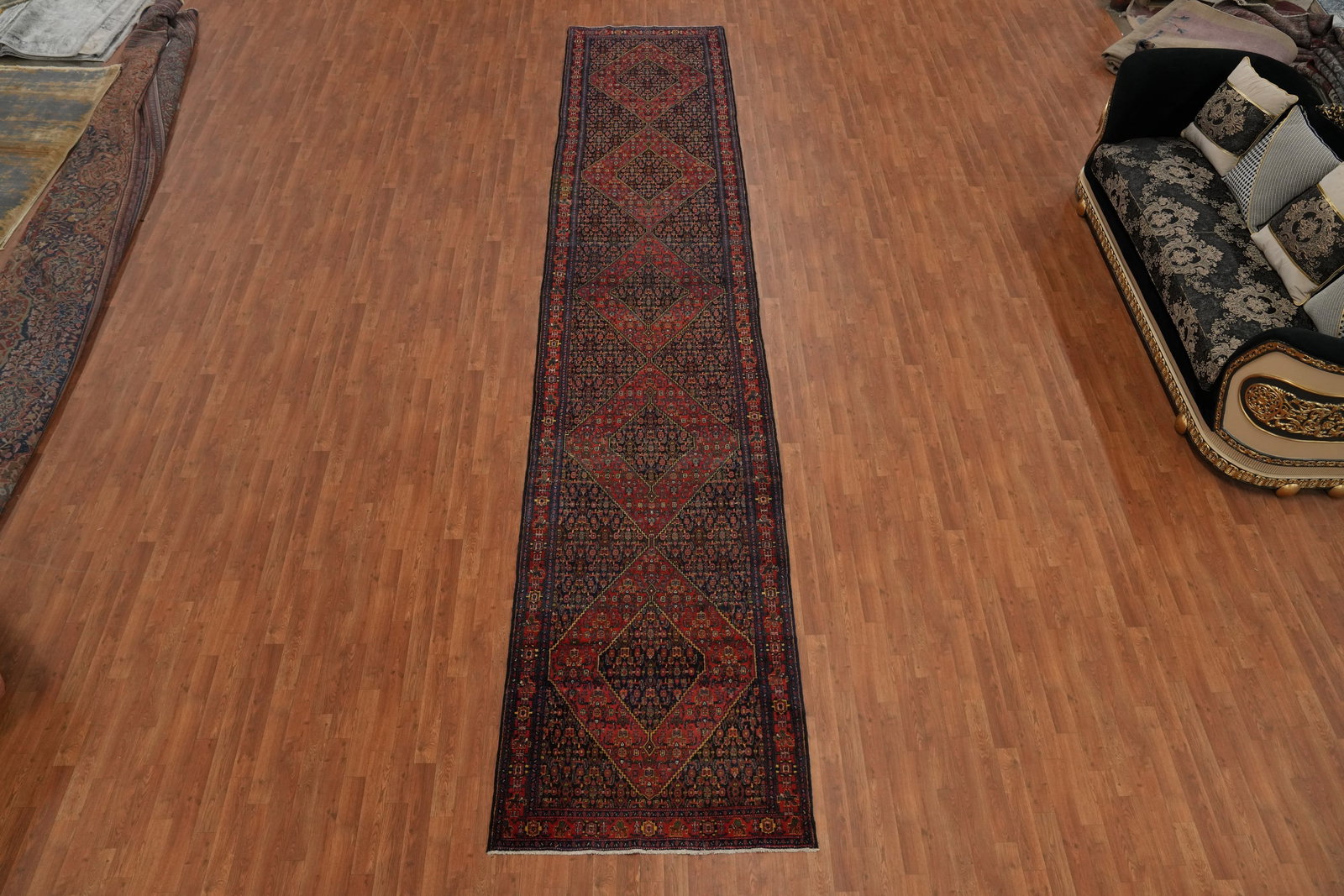 Pre-1900 Antique Bibikabad Persian Runner Rug 4x19 - 2