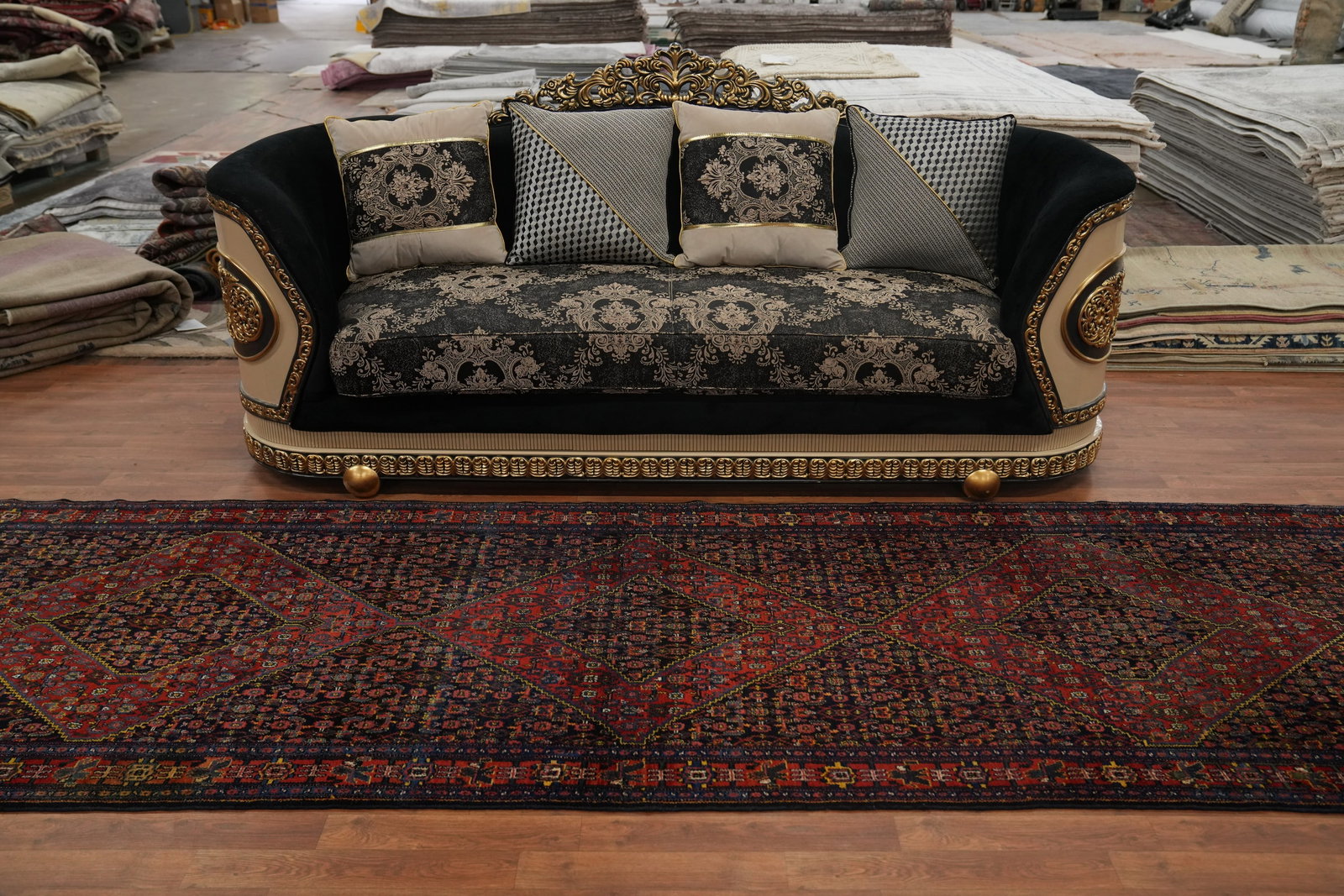 Pre-1900 Antique Bibikabad Persian Runner Rug 4x19 - 3