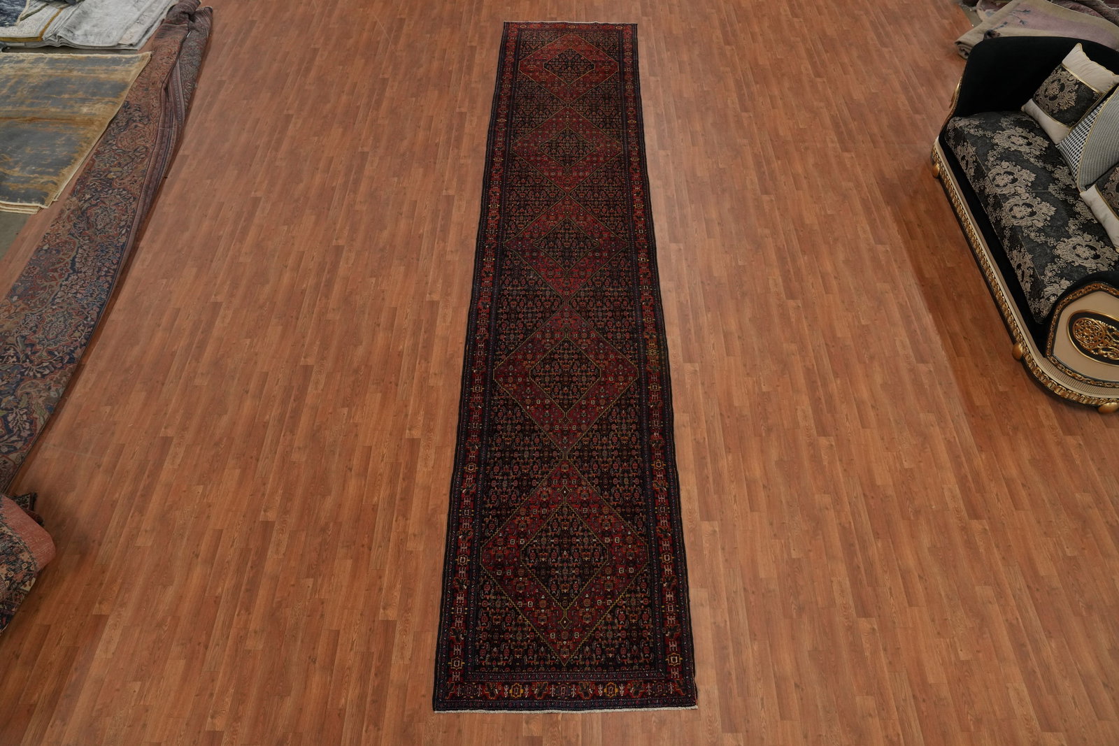 Pre-1900 Antique Bibikabad Persian Runner Rug 4x19 - 4