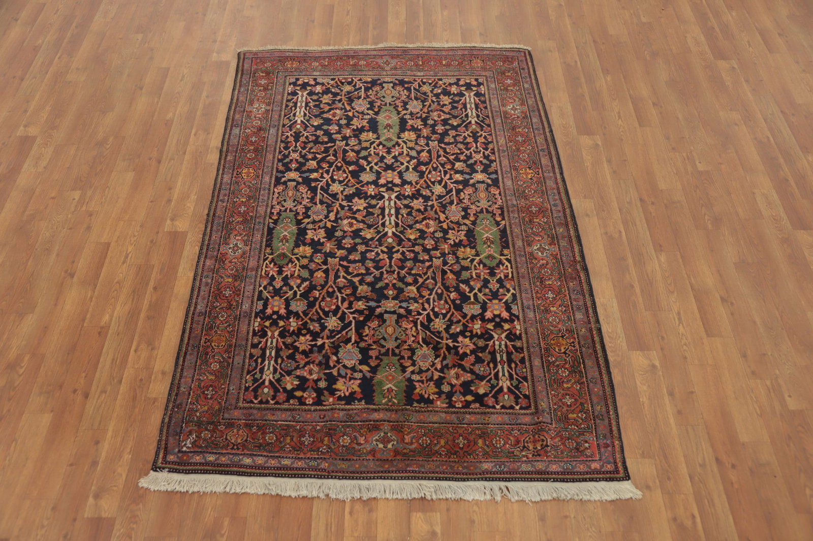 Antique Vegetable Dye Sarouk Farahan Persian Rug 4x7 - 2