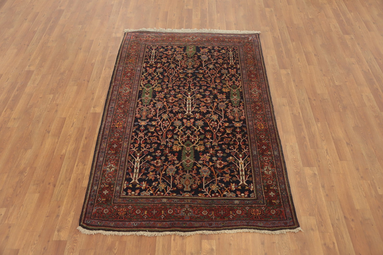 Antique Vegetable Dye Sarouk Farahan Persian Rug 4x7 - 4