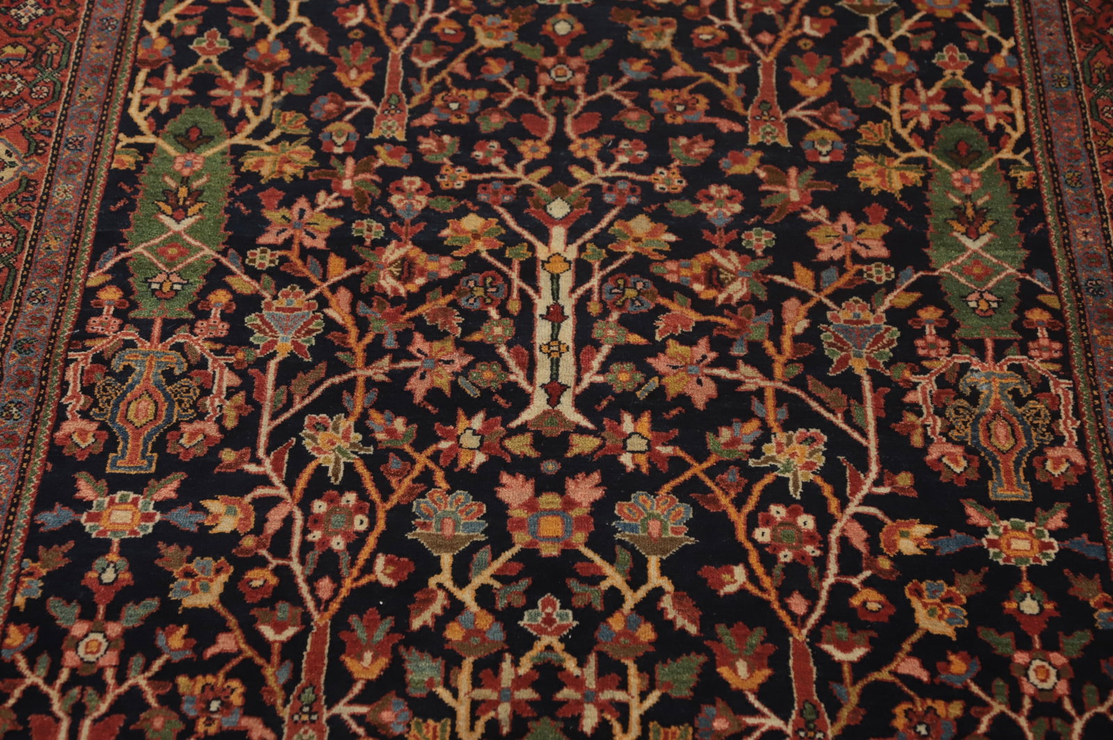 Antique Vegetable Dye Sarouk Farahan Persian Rug 4x7 - 5
