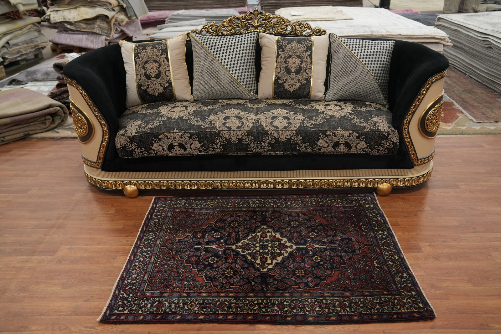 Antique Vegetable Dye Bibikabad Persian Rug 4x5 - 3