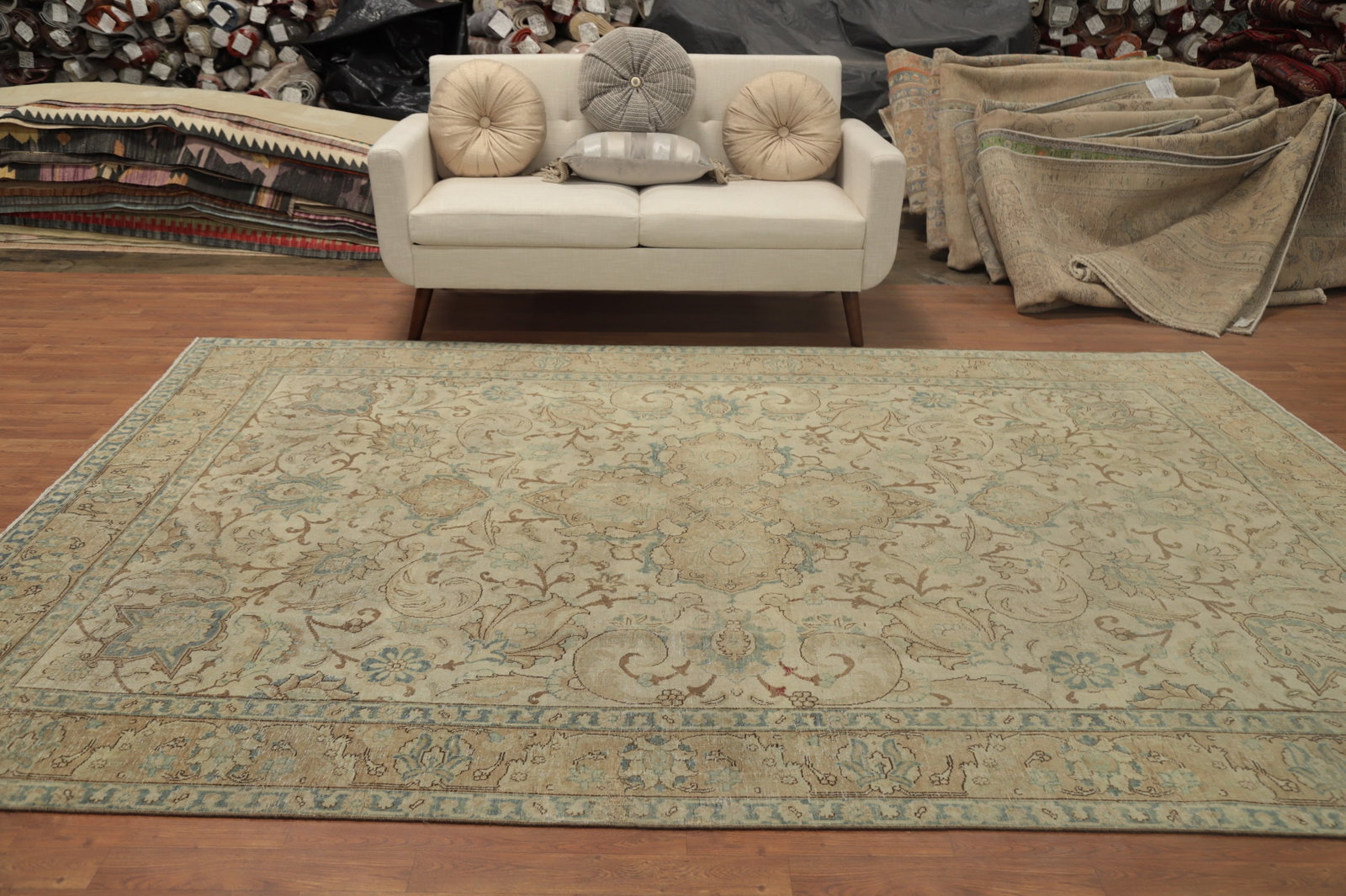Antique Vegetable Dye Tabriz Persian Area Rug 7x11 - 3