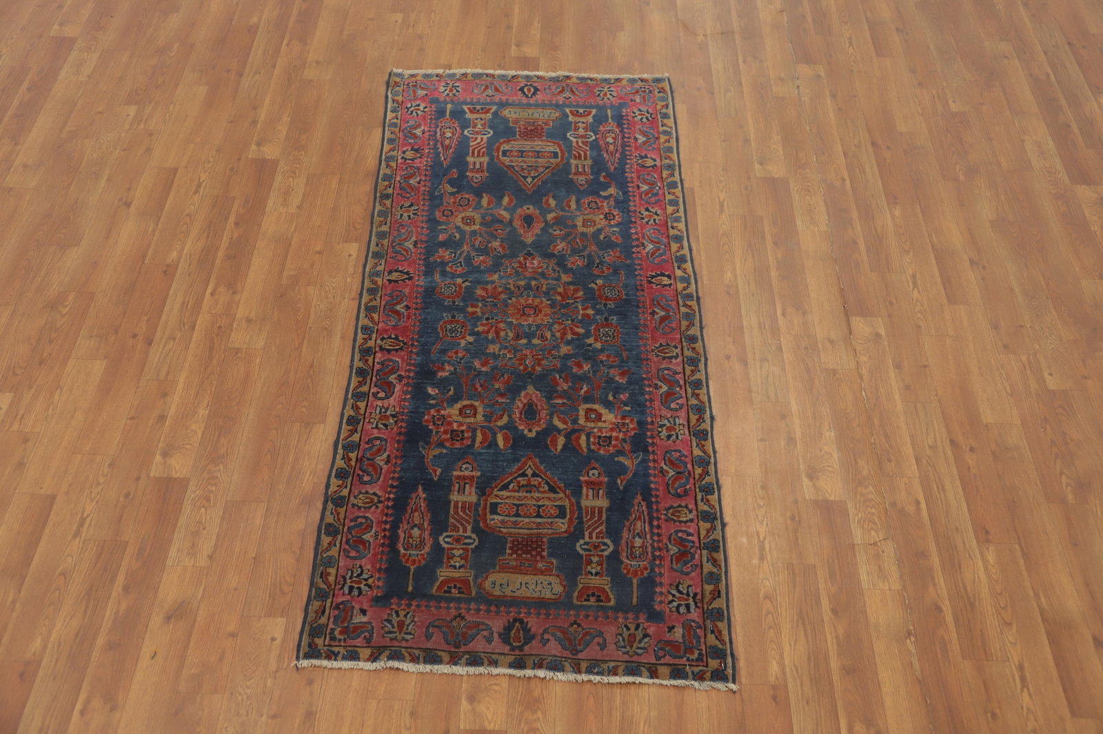 Pre-1900 Antique Vegetable Dye Kashan Persian Rug 3x6 - 4