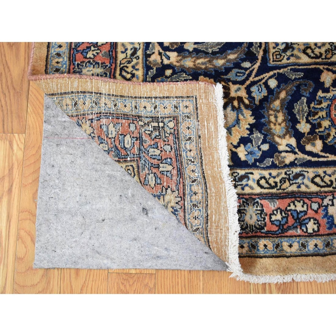 Ivory, Antique Persian Mashad, Hand Knotted, 100% Wool, Oversized Rug - 4