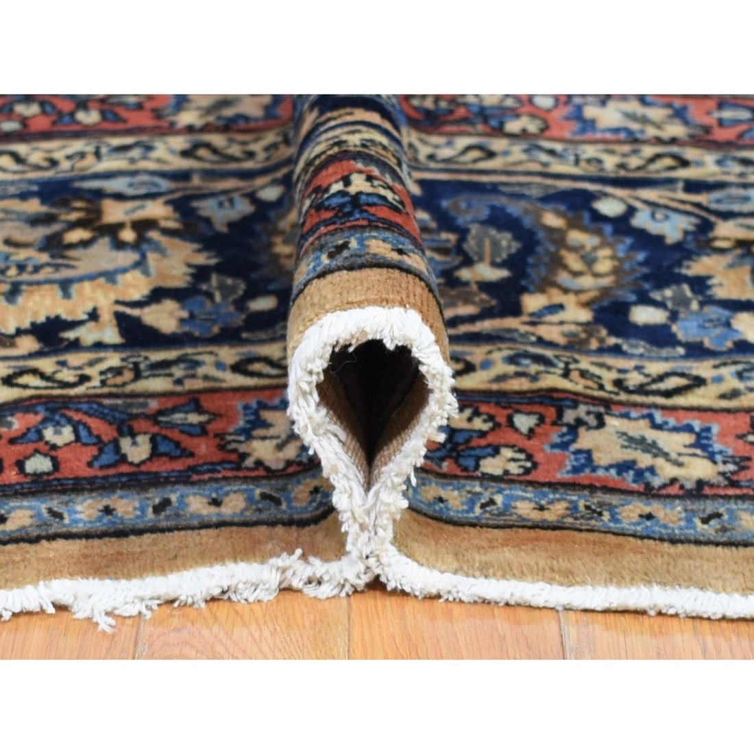 Ivory, Antique Persian Mashad, Hand Knotted, 100% Wool, Oversized Rug - 5