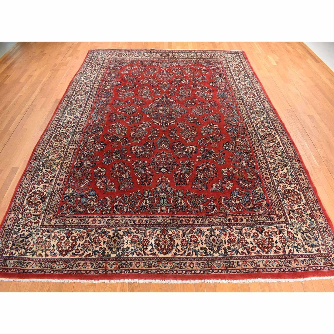 Red Vintage Persian Sarouk in Mint Condition Hand Knotted All Wool Rug - 2
