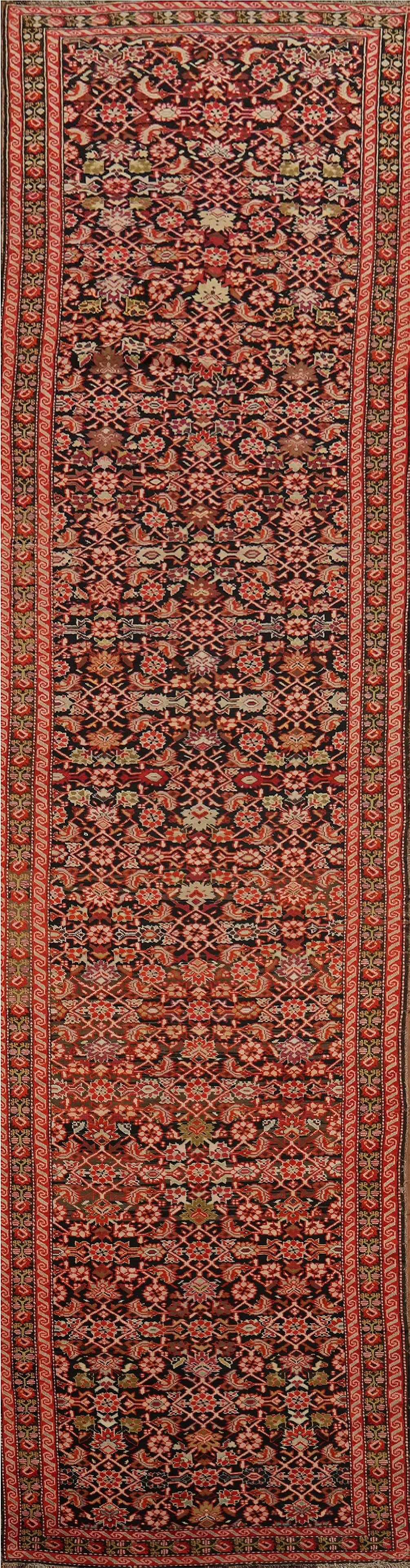 Antique Karabagh Vegetable Dye Runner Rug 4x19: Title: Antique Karabagh Vegetable Dye Runner Rug 4x19 Description:A Beautiful Genuine Russia Karabagh rug is Hand Knotted by skillful weavers in Russia with