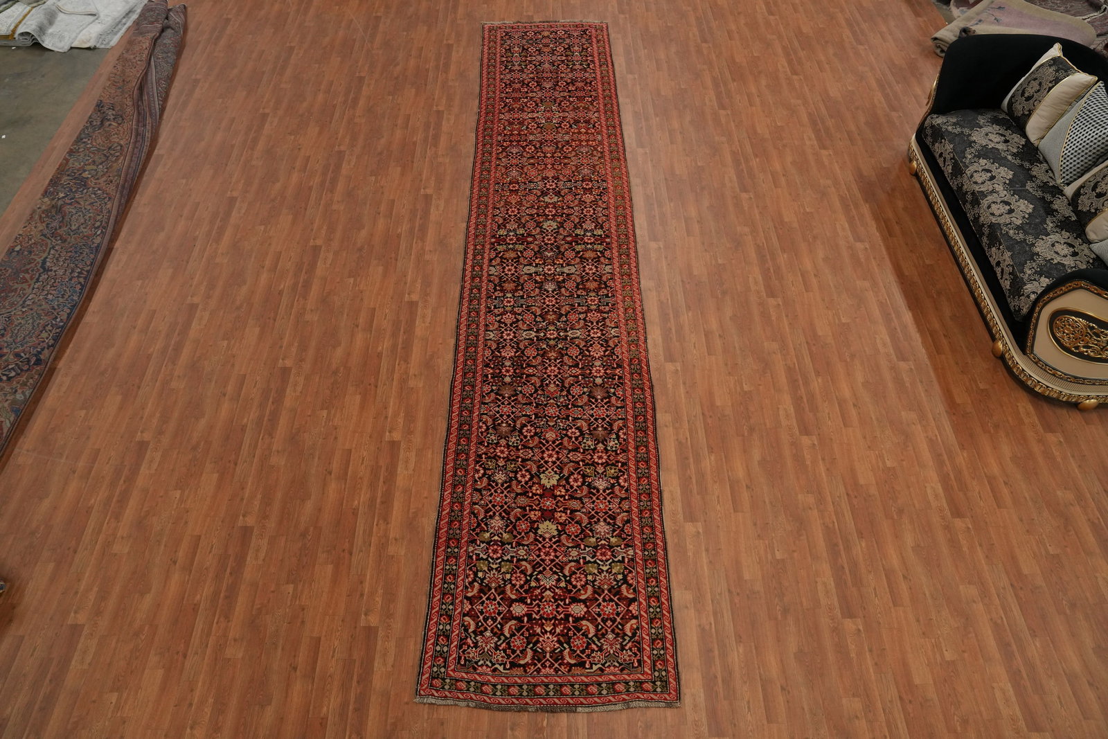 Antique Karabagh Vegetable Dye Runner Rug 4x19 - 4