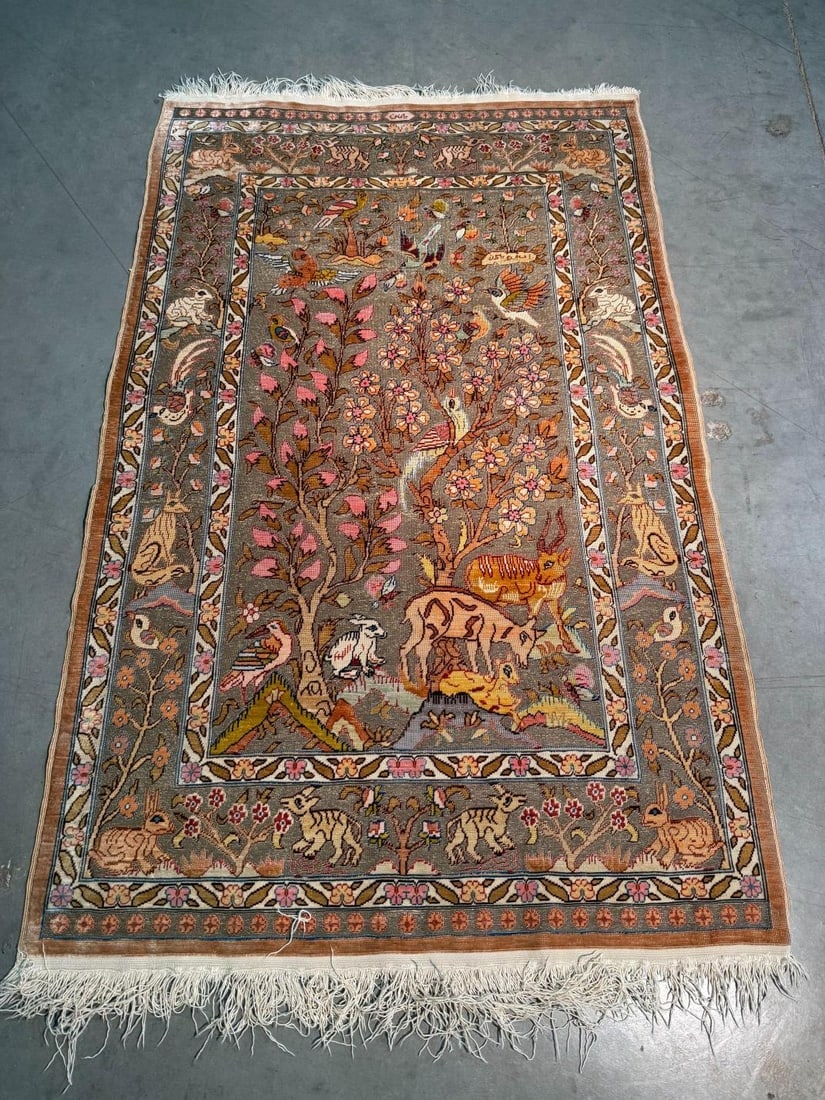 Vintage Silk and Gold Hereke Rug 2.1x3.4 - 14