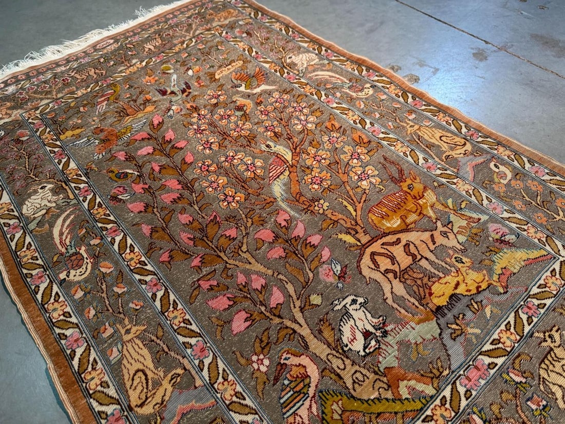 Vintage Silk and Gold Hereke Rug 2.1x3.4 - 17