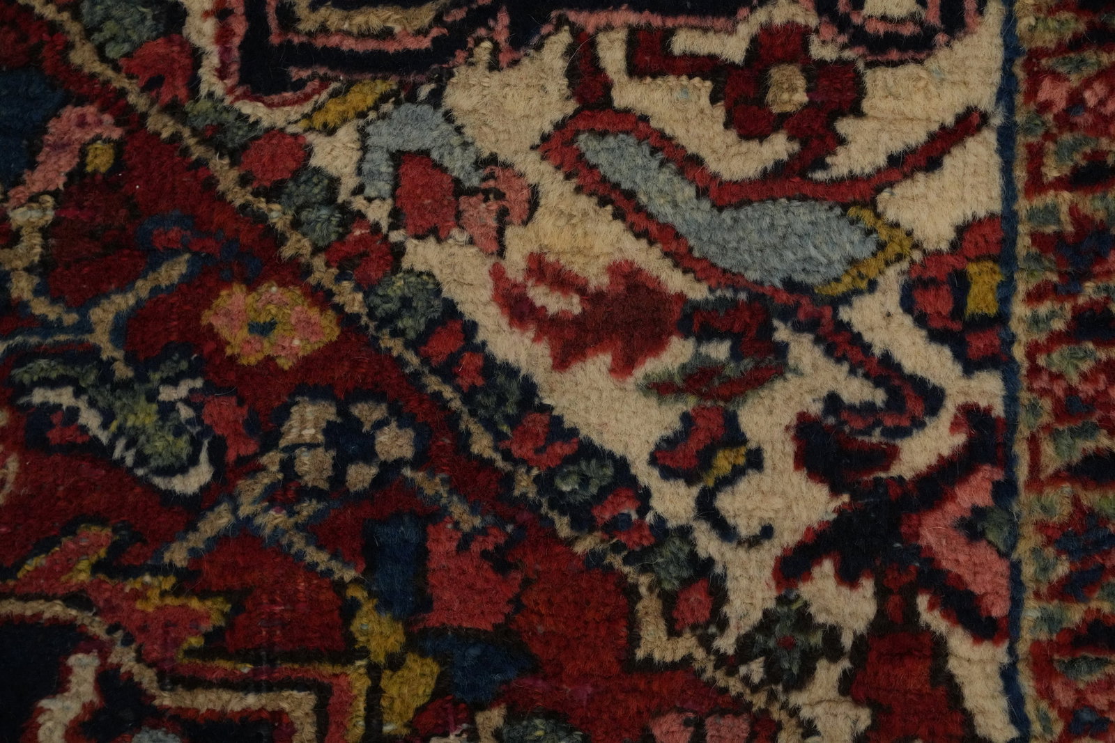 Pre-1900 Antique Heriz Serapi Vegetable Dye Persian Rug 4x4 - 10