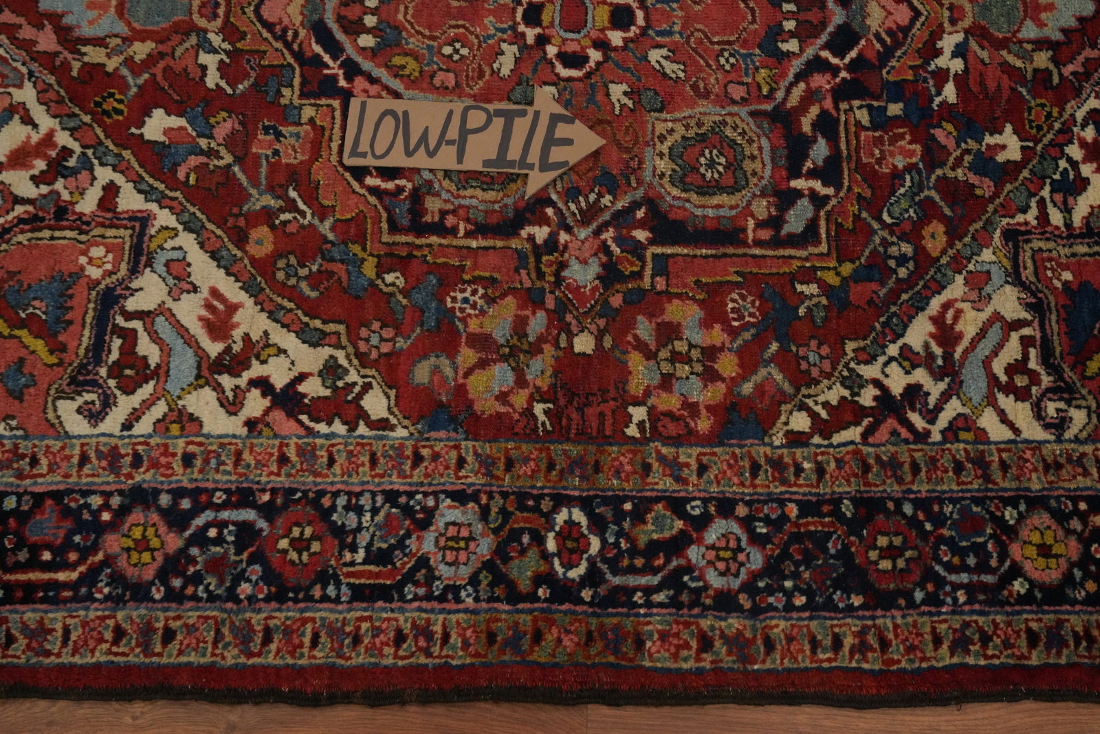 Pre-1900 Antique Heriz Serapi Vegetable Dye Persian Rug 4x4 - 12