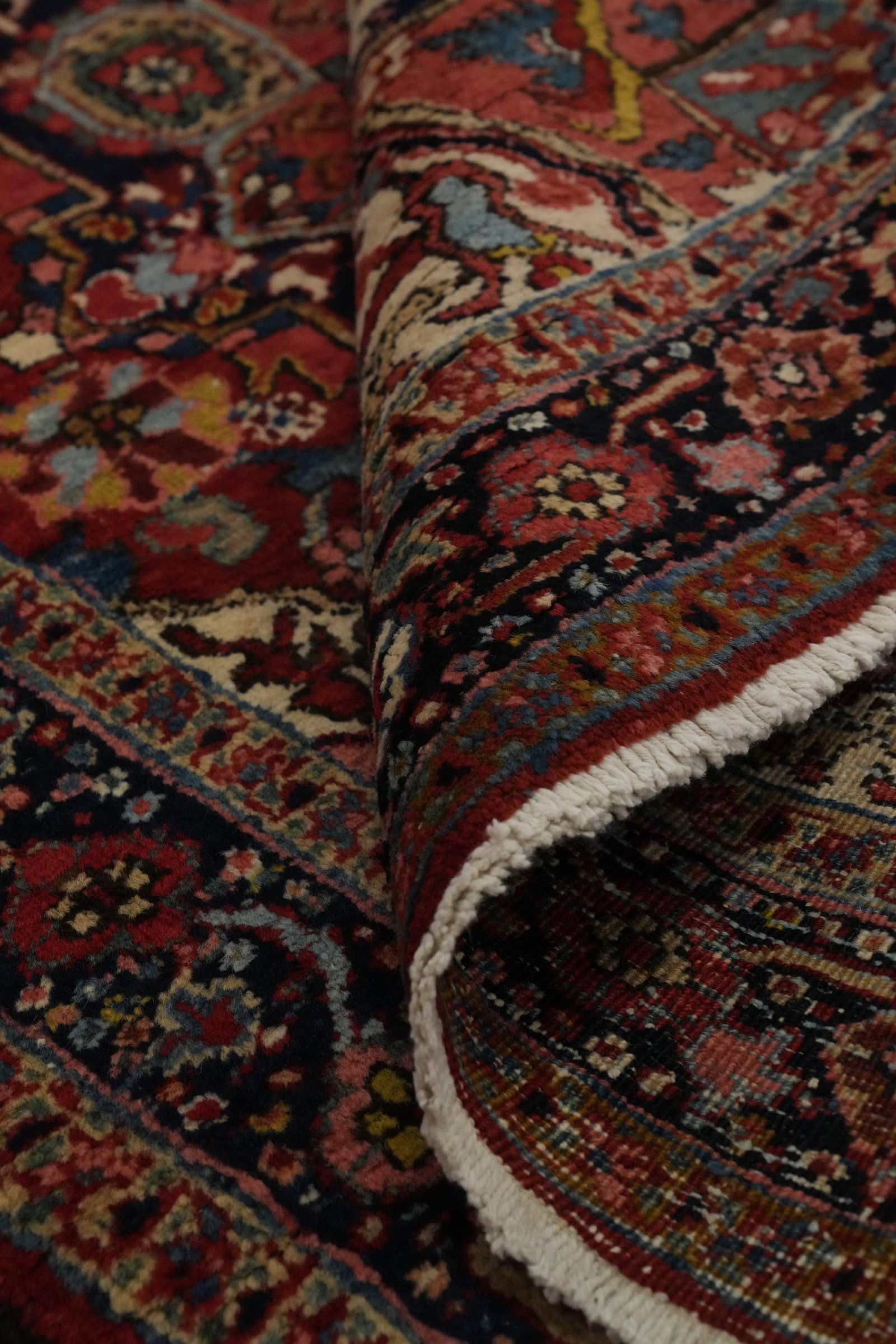 Pre-1900 Antique Heriz Serapi Vegetable Dye Persian Rug 4x4 - 16
