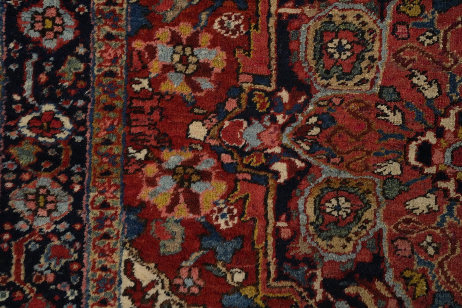 Pre-1900 Antique Heriz Serapi Vegetable Dye Persian Rug 4x4 - 7
