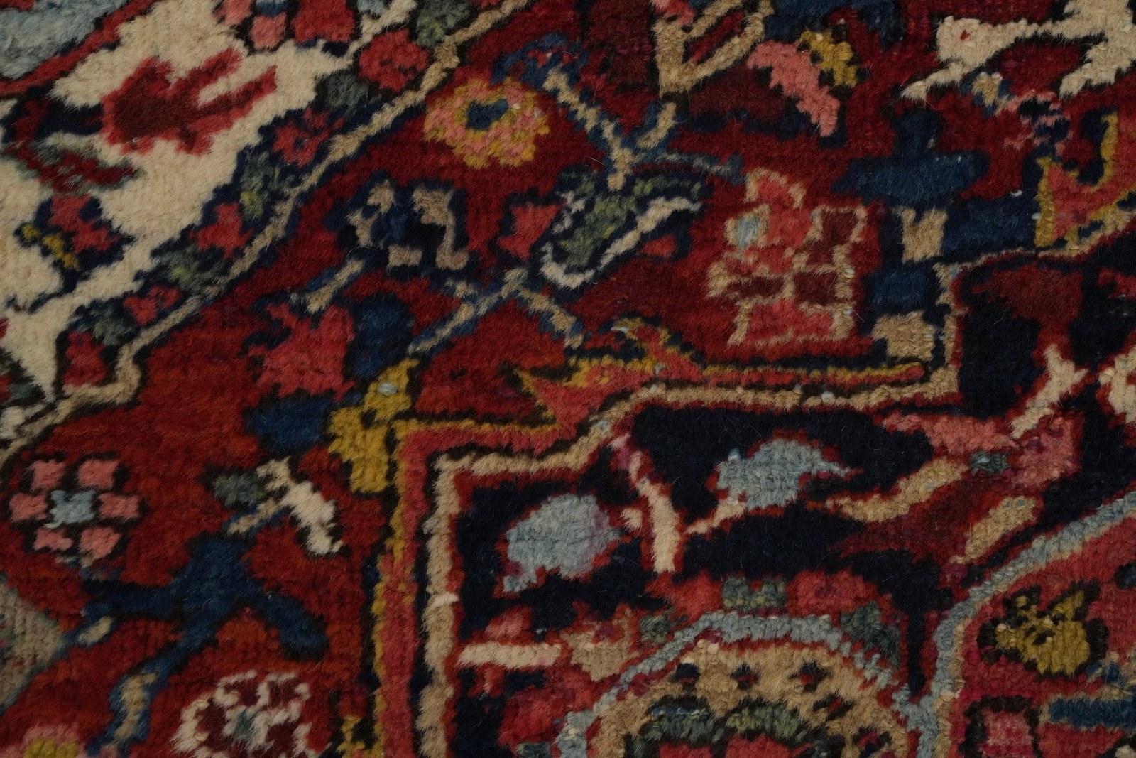 Pre-1900 Antique Heriz Serapi Vegetable Dye Persian Rug 4x4 - 8