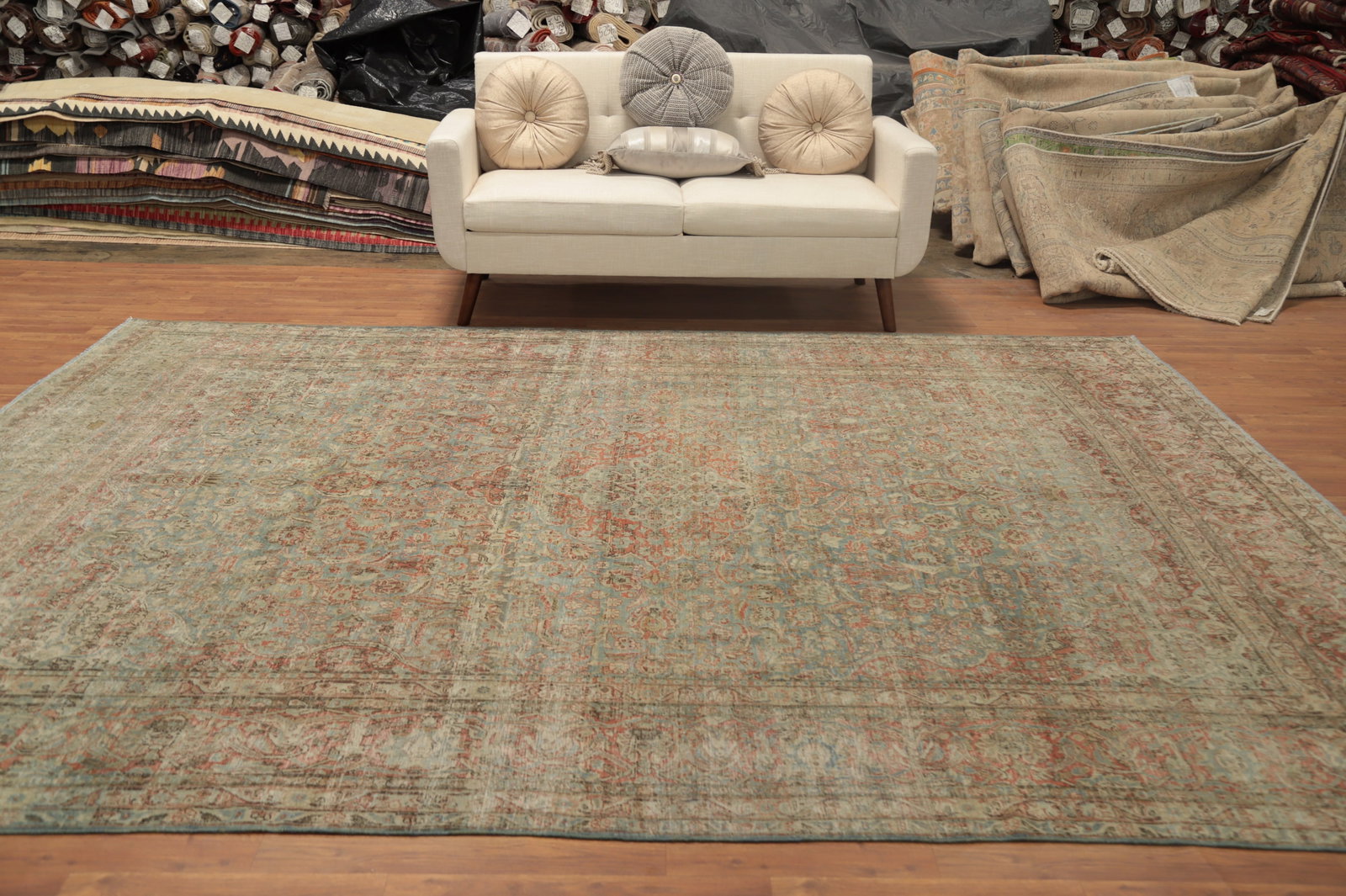 Pre-1900 Antique Kashan Vegetable Dye Persian Rug 9x11 - 3