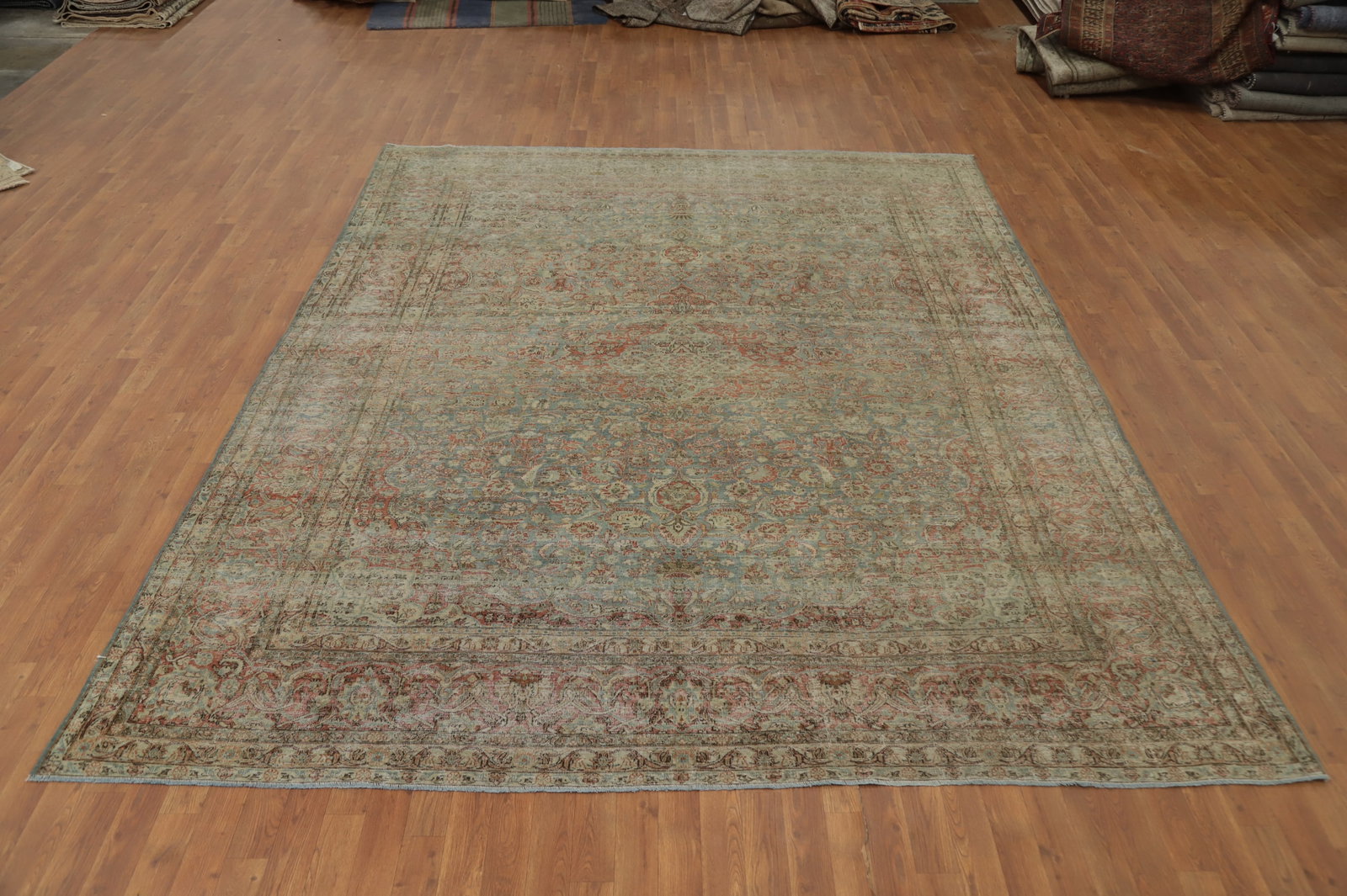 Pre-1900 Antique Kashan Vegetable Dye Persian Rug 9x11 - 4