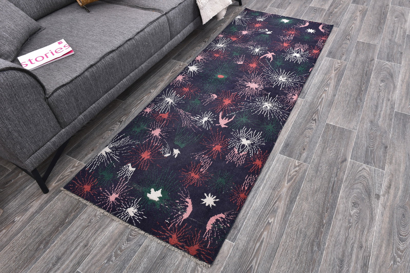 2'7'' x 7'0'' Handmade Vintage Wool Rug - 244060 - 2