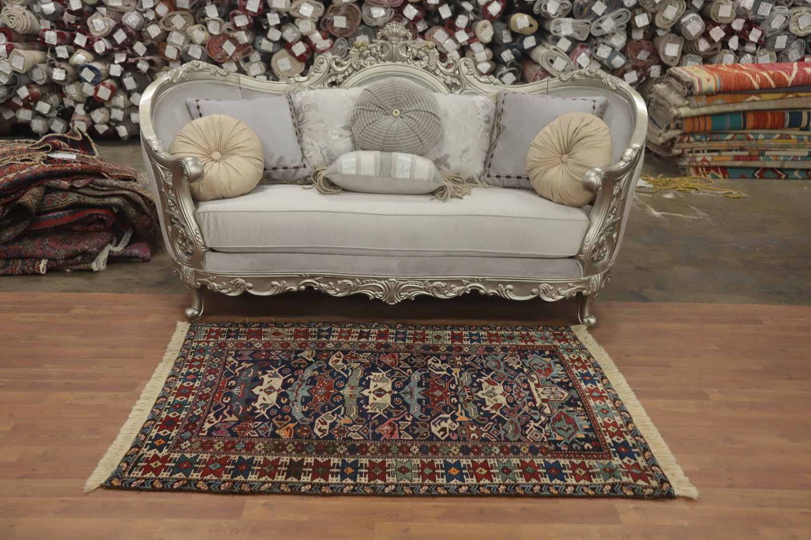 Antique Vegetable Dye Kazak Persian Rug 4x5 - 3