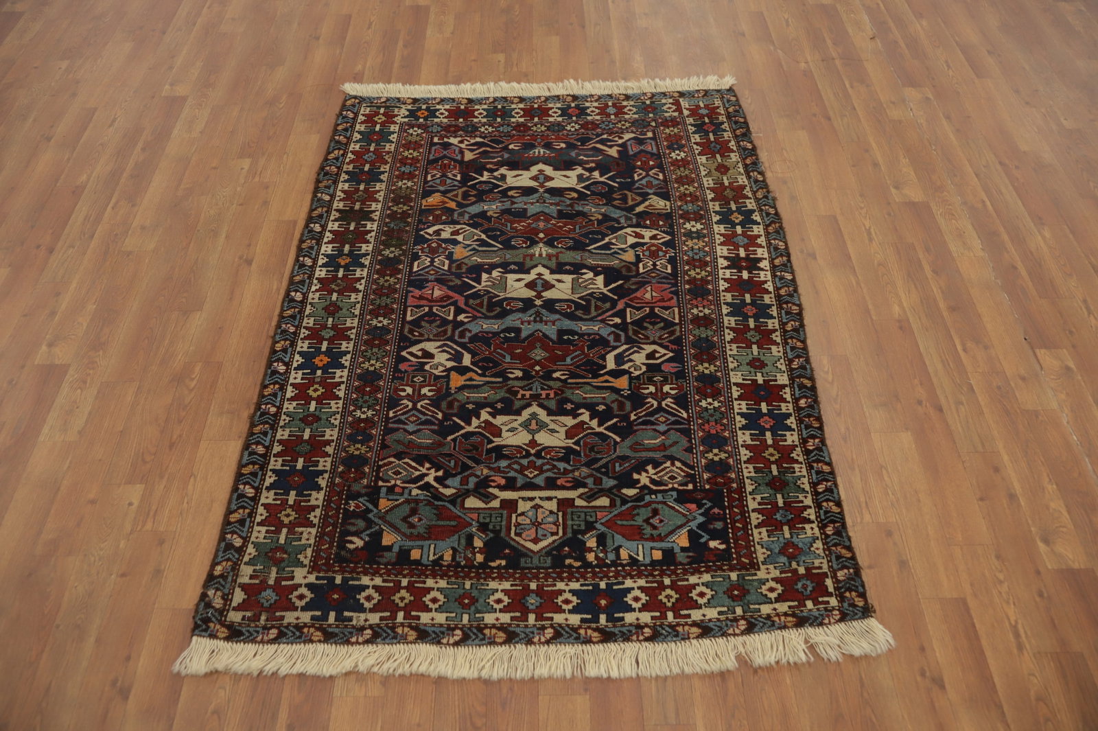Antique Vegetable Dye Kazak Persian Rug 4x5 - 4
