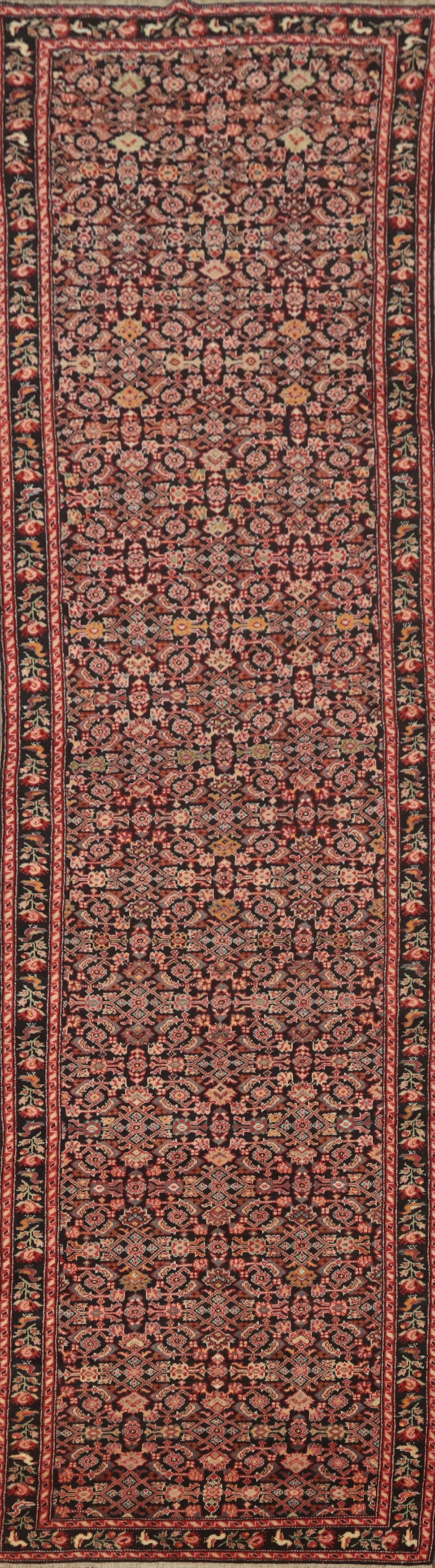 Antique Karabagh Vegetable Dye Runner Rug 4x16: Title: Antique Karabagh Vegetable Dye Runner Rug 4x16 Description:A Beautiful Genuine Russia Karabagh rug is Hand Knotted by skillful weavers in Russia with