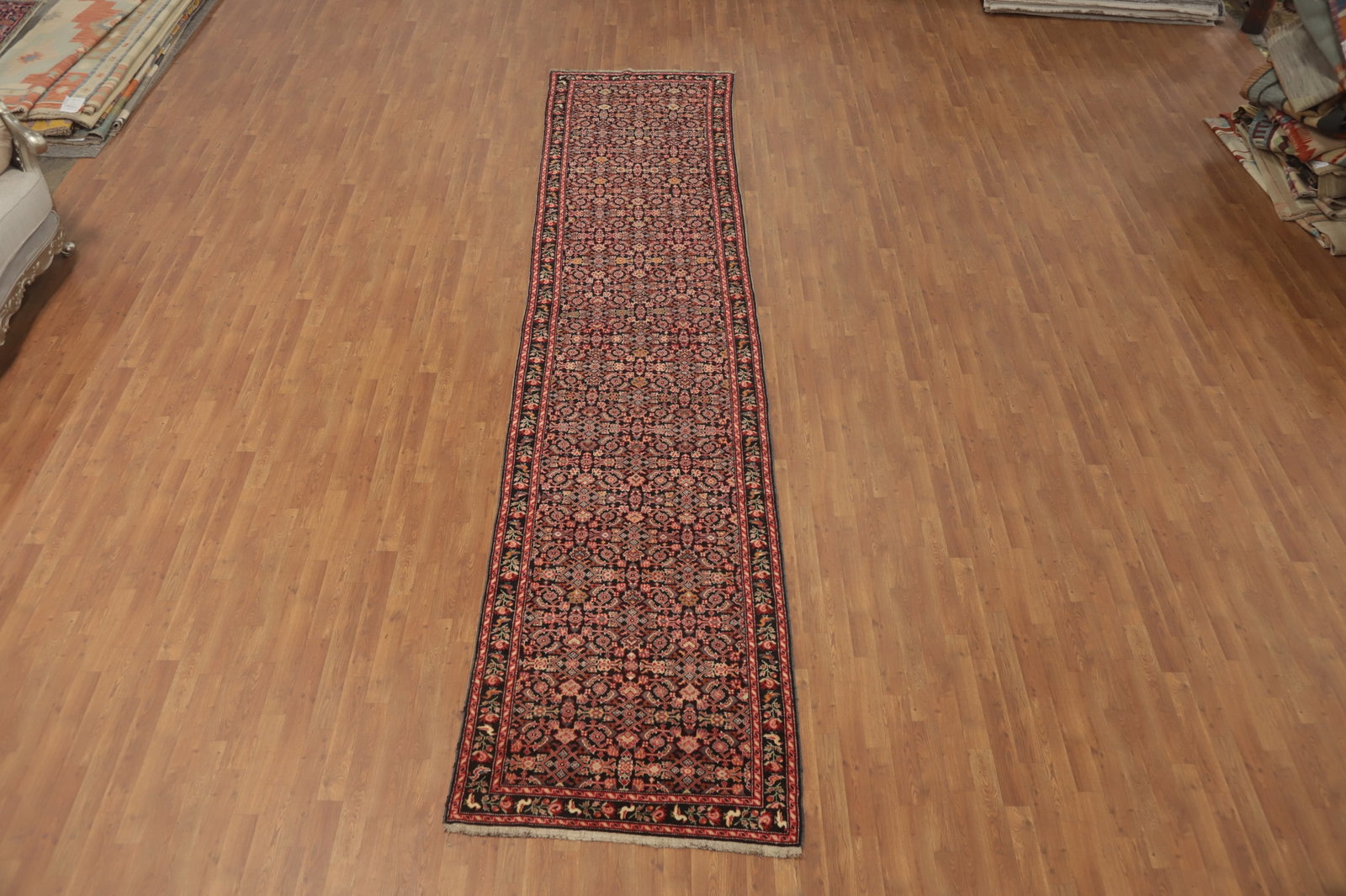 Antique Karabagh Vegetable Dye Runner Rug 4x16 - 2
