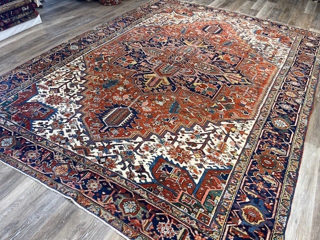 Antique Persian Heriz Rug-5186 - 9