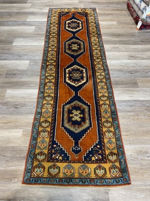 Antique Turkish Runner-5149: Title:Antique Turkish Runner-5149 Description:Beautiful antique Turkish Runner from Central Turkey, size 2 ft. 7 inches by 8 ft. 10 inches, excellnt condition with a good pile throughout, complet rug 
